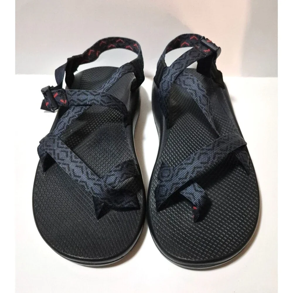 Chaco Men's Black & Navy Comfort Sandals Adjustable Straps Rubber Soles Sz M12